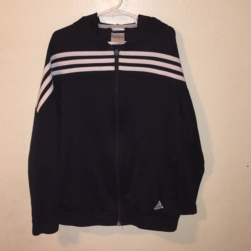ADIDAS Black and white jacket with hood